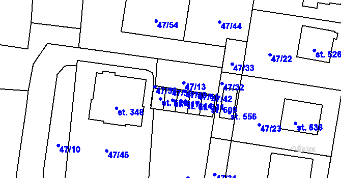 Parcela st. 47/39 v KÚ Bezno, Katastrální mapa