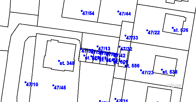 Parcela st. 47/40 v KÚ Bezno, Katastrální mapa