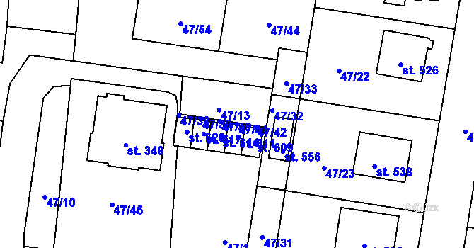 Parcela st. 47/41 v KÚ Bezno, Katastrální mapa