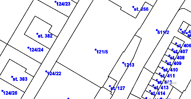 Parcela st. 121/5 v KÚ Bezno, Katastrální mapa