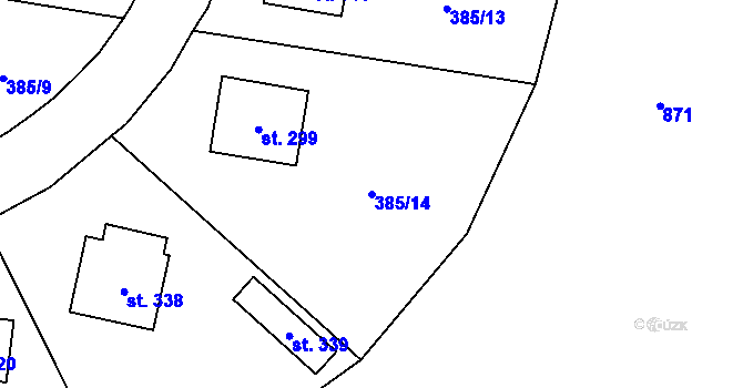 Parcela st. 385/14 v KÚ Bezno, Katastrální mapa