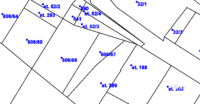 Parcela st. 606/67 v KÚ Bezno, Katastrální mapa