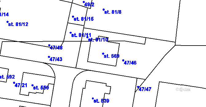 Parcela st. 569 v KÚ Bezno, Katastrální mapa