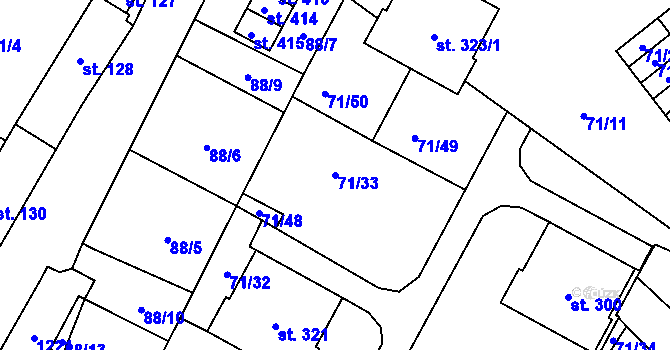 Parcela st. 71/33 v KÚ Bezno, Katastrální mapa