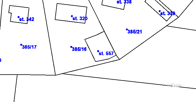 Parcela st. 557 v KÚ Bezno, Katastrální mapa