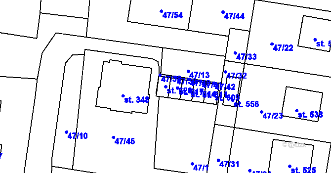 Parcela st. 620 v KÚ Bezno, Katastrální mapa