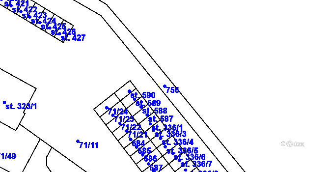 Parcela st. 756 v KÚ Bezno, Katastrální mapa
