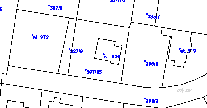 Parcela st. 636 v KÚ Bezno, Katastrální mapa