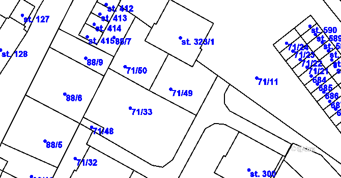 Parcela st. 71/49 v KÚ Bezno, Katastrální mapa