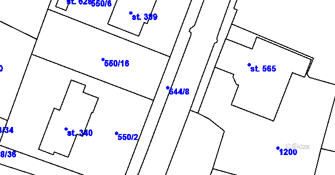 Parcela st. 644/8 v KÚ Bezno, Katastrální mapa
