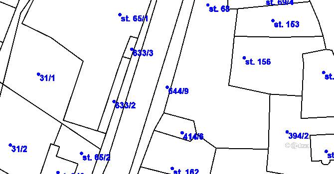 Parcela st. 644/9 v KÚ Bezno, Katastrální mapa