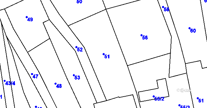 Parcela st. 51 v KÚ Bezuchov, Katastrální mapa