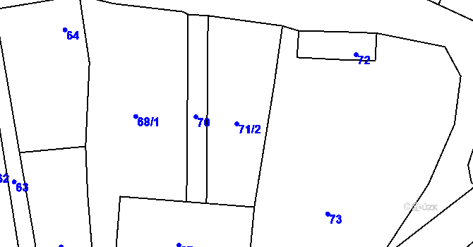 Parcela st. 71/2 v KÚ Bezuchov, Katastrální mapa