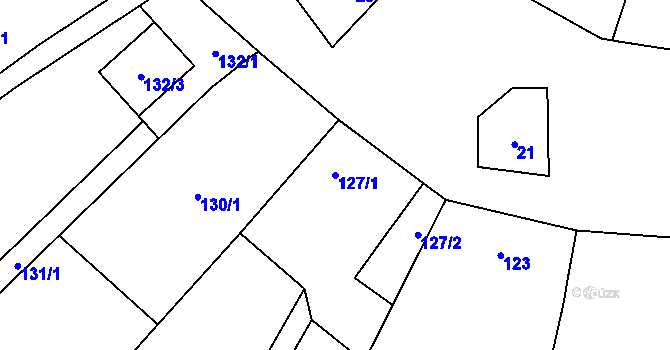 Parcela st. 127/1 v KÚ Bezuchov, Katastrální mapa