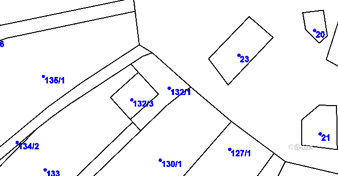 Parcela st. 132/1 v KÚ Bezuchov, Katastrální mapa