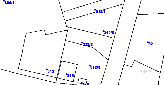 Parcela st. 312/2 v KÚ Bezuchov, Katastrální mapa