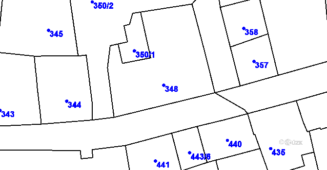 Parcela st. 348 v KÚ Bezuchov, Katastrální mapa