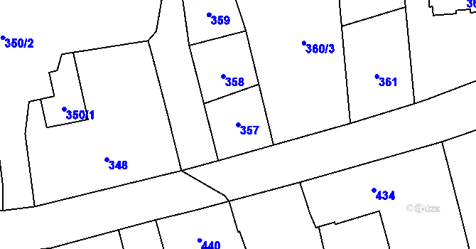 Parcela st. 357 v KÚ Bezuchov, Katastrální mapa