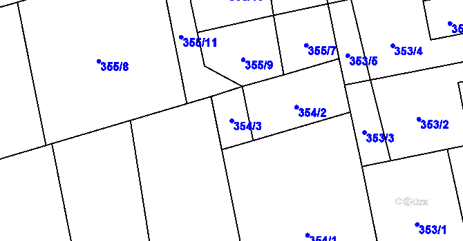 Parcela st. 354/3 v KÚ Bezuchov, Katastrální mapa