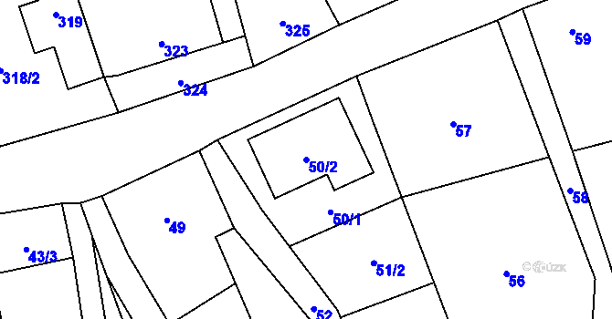 Parcela st. 50/2 v KÚ Bezuchov, Katastrální mapa