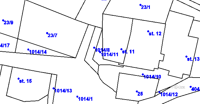 Parcela st. 1014/11 v KÚ Bezvěrov, Katastrální mapa