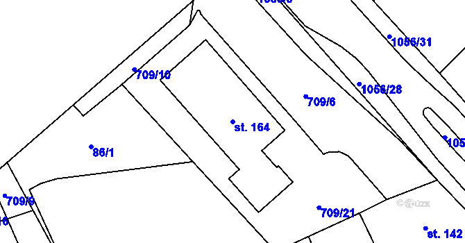 Parcela st. 164 v KÚ Bezvěrov, Katastrální mapa