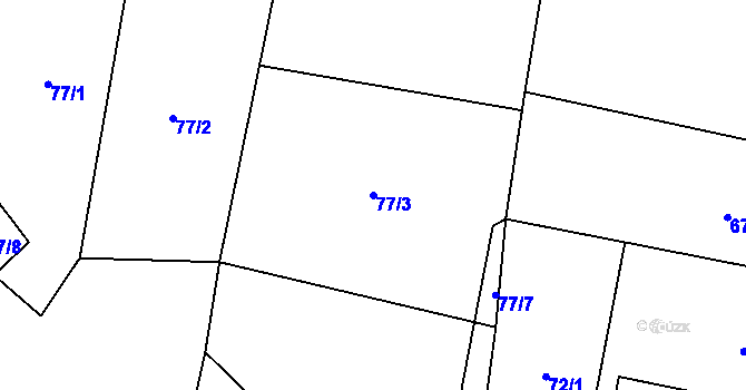 Parcela st. 77/3 v KÚ Bezvěrov, Katastrální mapa