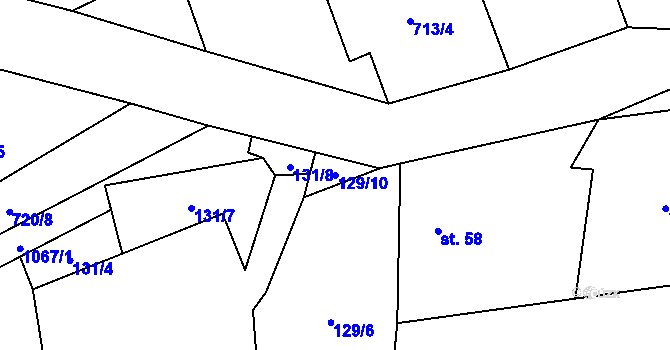 Parcela st. 129/10 v KÚ Bezvěrov, Katastrální mapa