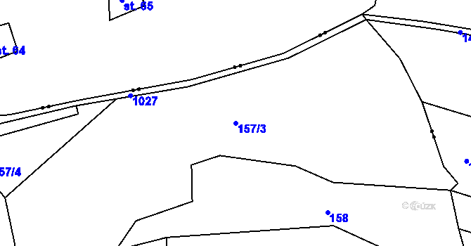 Parcela st. 157/3 v KÚ Bezvěrov, Katastrální mapa