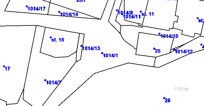Parcela st. 1014/1 v KÚ Bezvěrov, Katastrální mapa