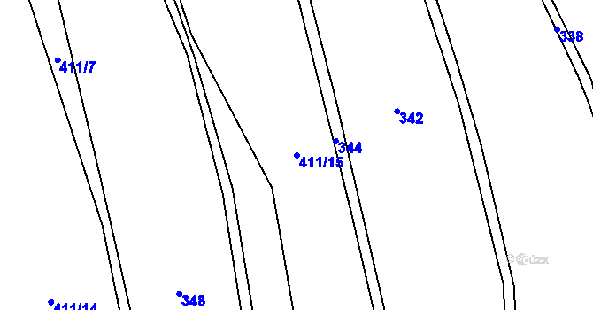 Parcela st. 411/15 v KÚ Krašov, Katastrální mapa