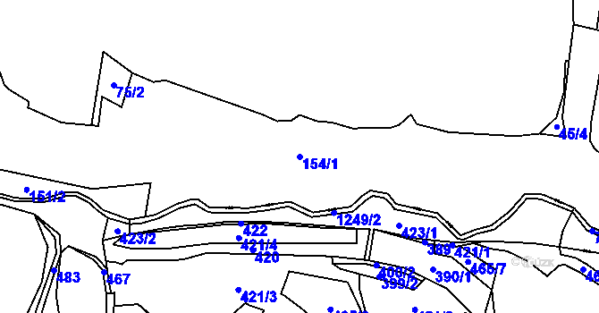 Parcela st. 154/1 v KÚ Potok, Katastrální mapa