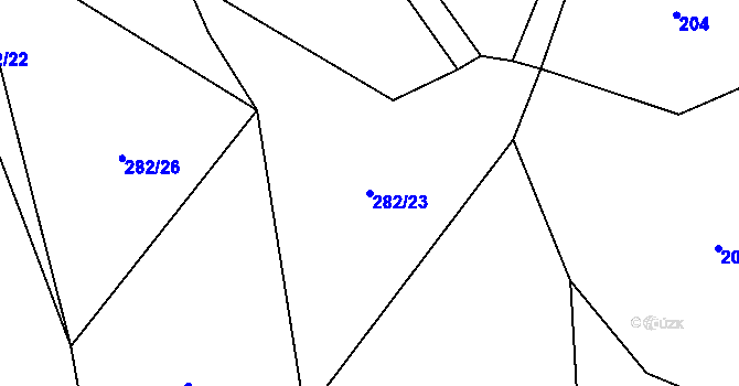 Parcela st. 282/23 v KÚ Vlkošov, Katastrální mapa