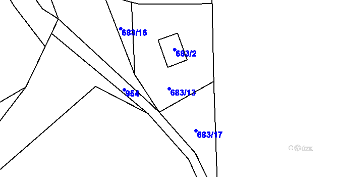Parcela st. 683/13 v KÚ Vlkošov, Katastrální mapa