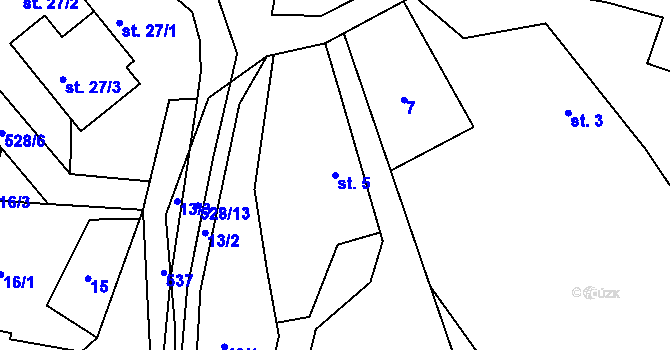 Parcela st. 5 v KÚ Bílá u Českého Dubu, Katastrální mapa