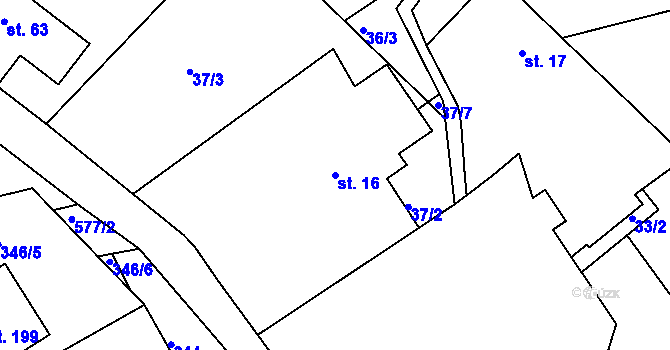 Parcela st. 16 v KÚ Bílá u Českého Dubu, Katastrální mapa