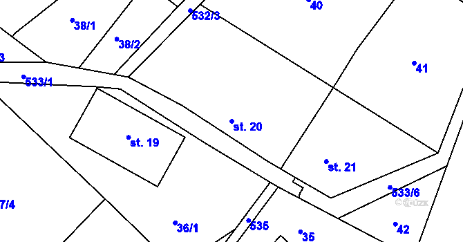 Parcela st. 20 v KÚ Bílá u Českého Dubu, Katastrální mapa