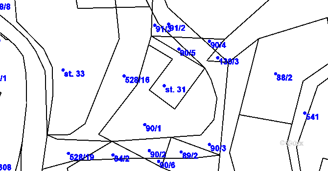 Parcela st. 31 v KÚ Bílá u Českého Dubu, Katastrální mapa