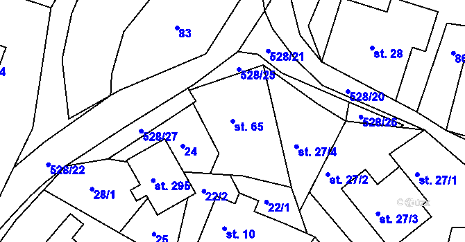 Parcela st. 65 v KÚ Bílá u Českého Dubu, Katastrální mapa