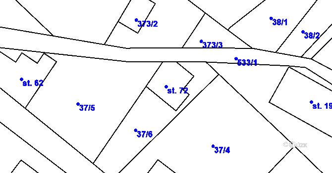 Parcela st. 72 v KÚ Bílá u Českého Dubu, Katastrální mapa