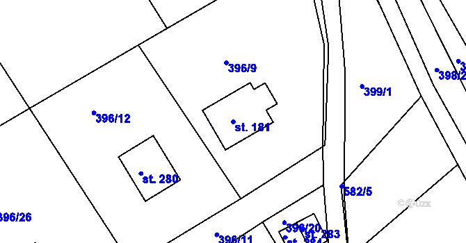 Parcela st. 181 v KÚ Bílá u Českého Dubu, Katastrální mapa