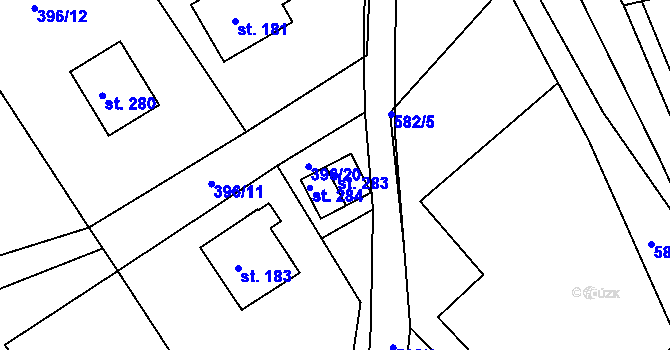 Parcela st. 283 v KÚ Bílá u Českého Dubu, Katastrální mapa
