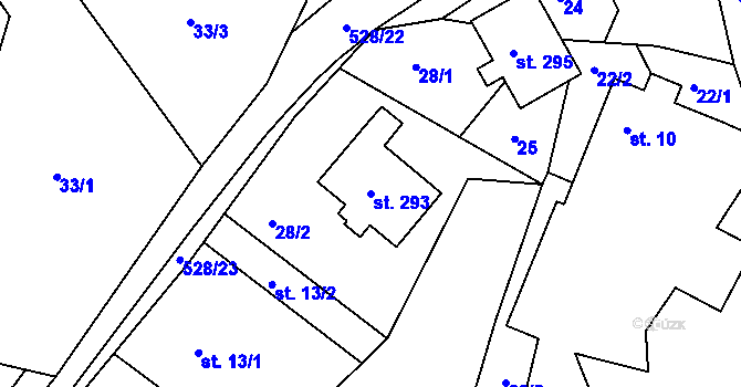 Parcela st. 293 v KÚ Bílá u Českého Dubu, Katastrální mapa