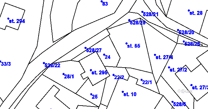 Parcela st. 24 v KÚ Bílá u Českého Dubu, Katastrální mapa