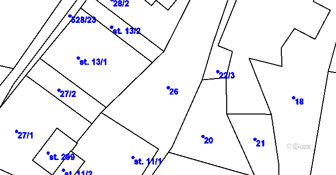 Parcela st. 26 v KÚ Bílá u Českého Dubu, Katastrální mapa