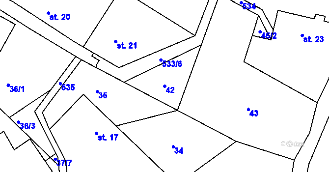 Parcela st. 42 v KÚ Bílá u Českého Dubu, Katastrální mapa