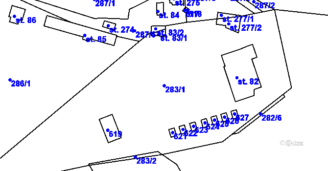 Parcela st. 283/1 v KÚ Bílá u Českého Dubu, Katastrální mapa