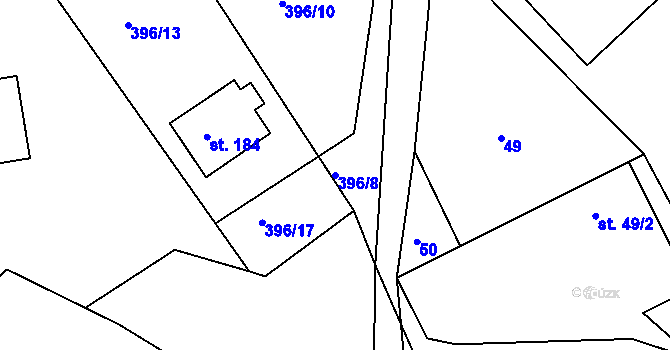 Parcela st. 396/8 v KÚ Bílá u Českého Dubu, Katastrální mapa