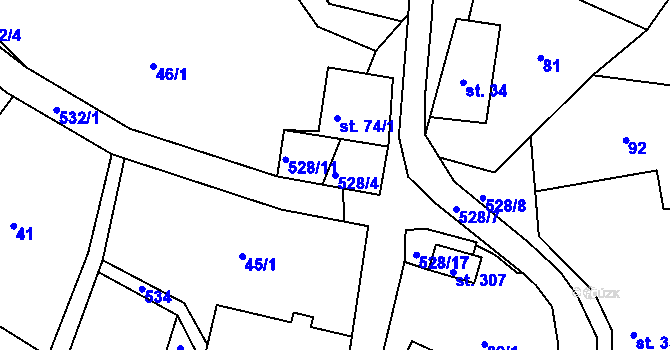 Parcela st. 528/4 v KÚ Bílá u Českého Dubu, Katastrální mapa