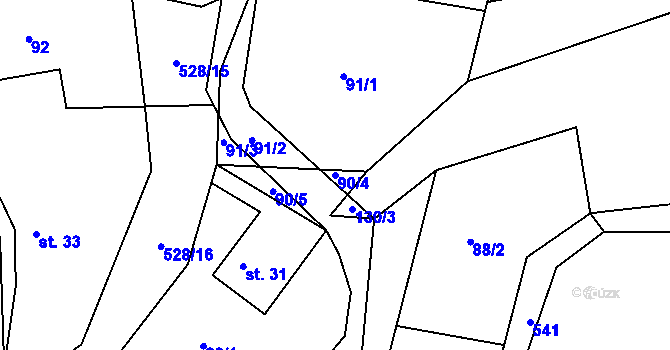 Parcela st. 90/4 v KÚ Bílá u Českého Dubu, Katastrální mapa